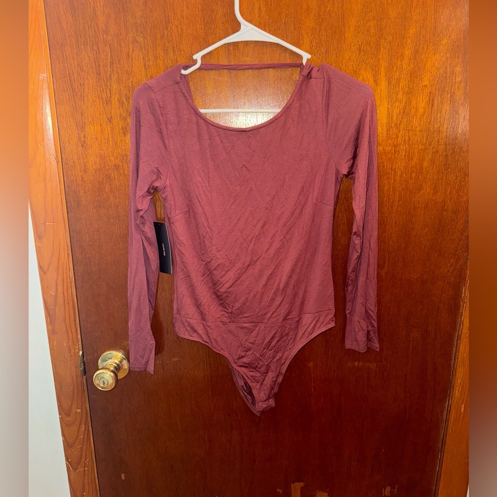 Lulus Womens Light Maroon Brown BodySuit Open Back Size Medium